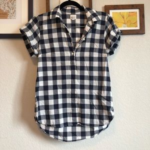 J. Crew Factory navy and white gingham popover XS
